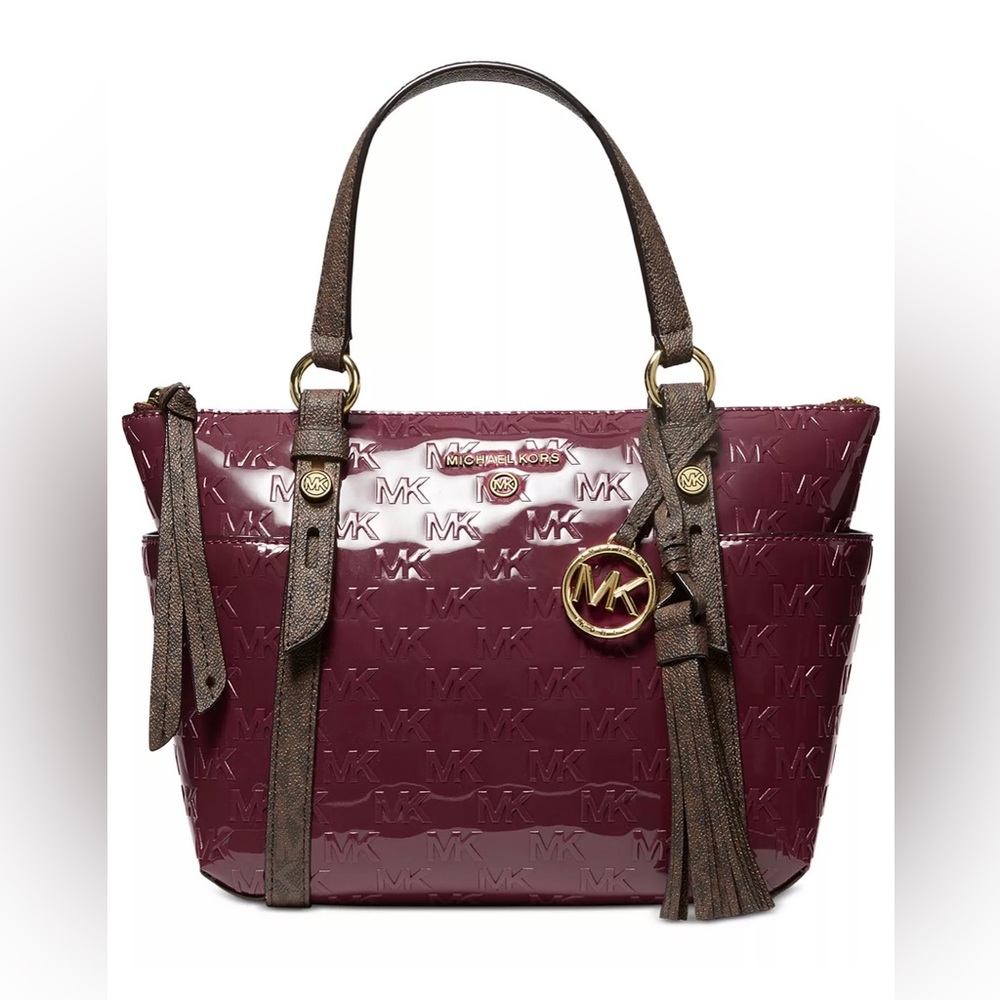 Michael Michael Kors Signature Sullivan Small Merlot Convertible Top Zip Tote